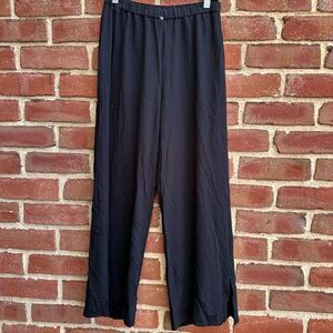 Eileen Fisher $278 crepe wide leg pants side slits tencel lyocell viscose XXS